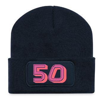 50. 50 ANS. 50e ANNIVERSAIRE. ANNIVERSAIRE 50 ANS. - Beanie recyclé à patch - bleu marine - Devant