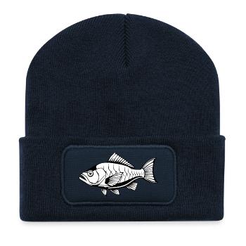 Fische Fisch T-shirt Geschenk Angler - Recycelte Patch Beanie - French Navy - Vorne