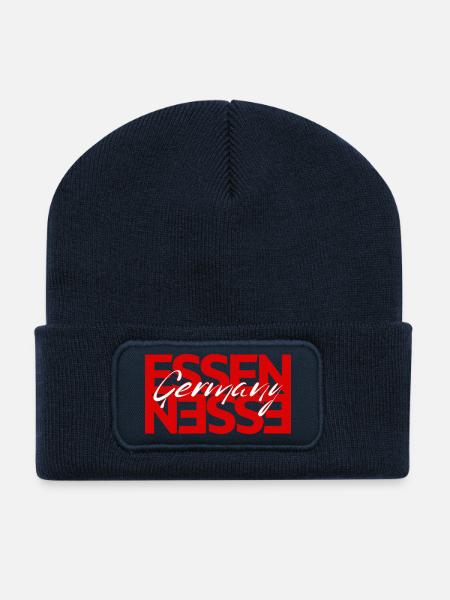 Essen, Allemagne - Beanie recyclé à patch - bleu marine