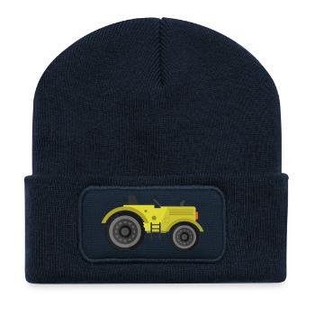 tracteur - Beanie recyclé à patch - bleu marine - Devant