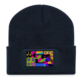 Nova Neon Geometry - Recycled Patch Beanie - french navy - Front