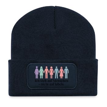I like people – not labels - Recycled Patch Beanie - french navy - Front