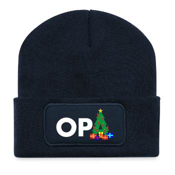 Opa Weihnachtsbaum - Recycelte Patch Beanie - French Navy - Vorne