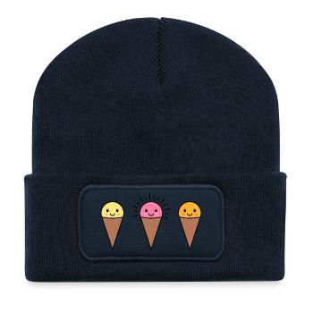 Kawaii Eis in der Waffel - Recycled Patch Beanie - french navy - Front