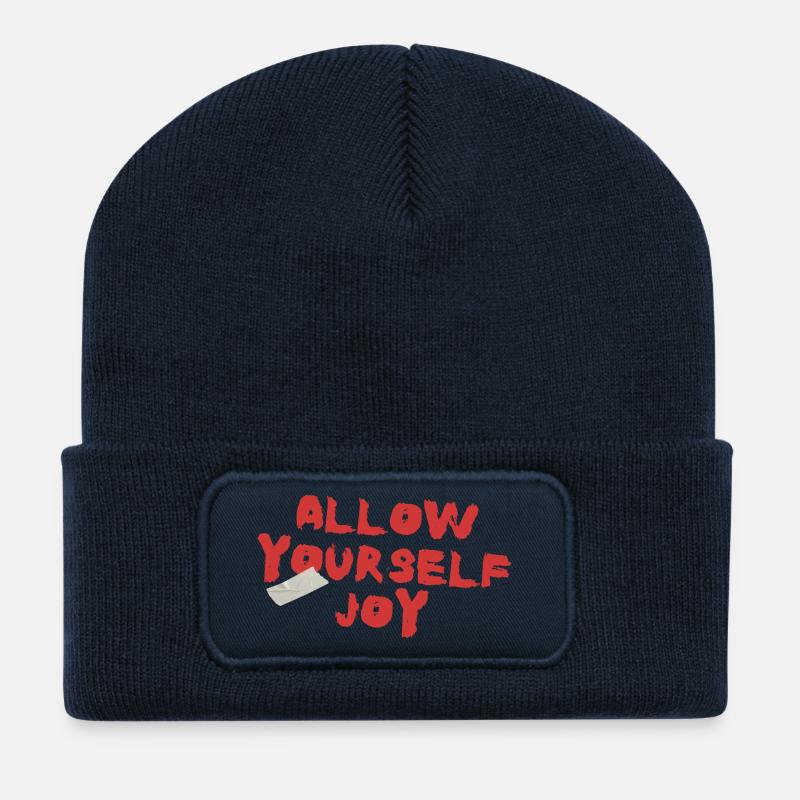 Accordez-vous de la joie - Beanie recyclé à patch - bleu marine