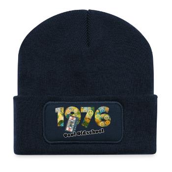 1976 Vintage Retro – Cassette – Cool Olds - Recycled Patch Beanie - french navy - Front