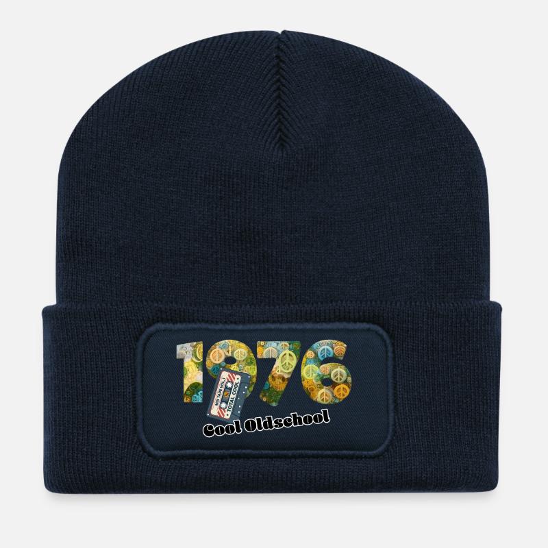 1976 Vintage Retro – Cassette – Cool Olds - Beanie recyclé à patch - bleu marine