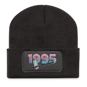 1995 – Digitaler Neunziger Stil - Recycelte Patch Beanie - Dunkelgrau - Vorne
