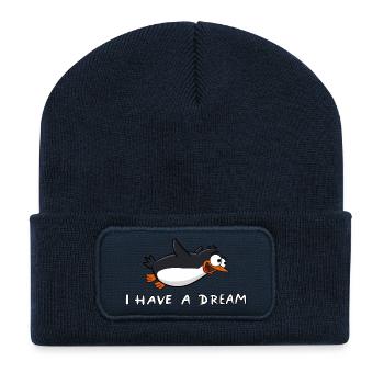 Pingouin - J’ai un rêve - Beanie recyclé à patch - bleu marine - Devant