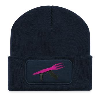 MAKE FRIES NOT WAR - Bellegique - Beanie recyclé à patch - bleu marine - Devant