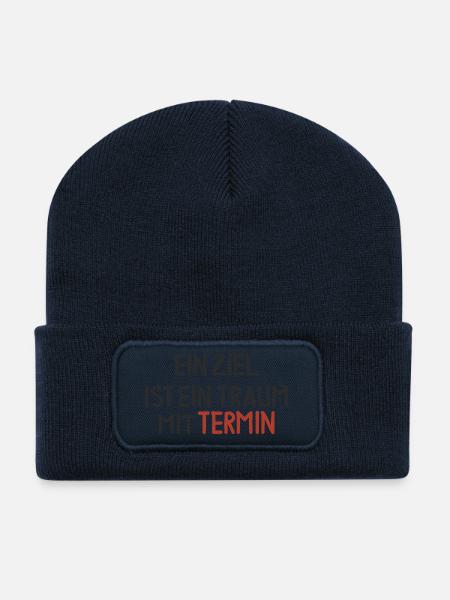 Ein Ziel ist ein Traum mit Termin - Recycelte Patch Beanie - French Navy