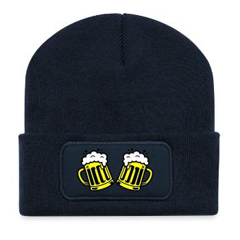 Bier Bierkrug Prost Comic - Recycelte Patch Beanie - French Navy - Vorne