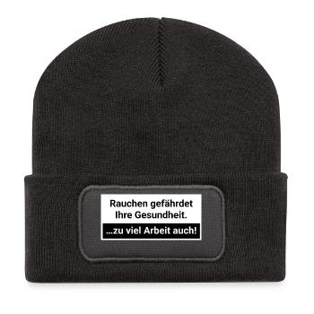 Zu viel Arbeit gefährdet die Gesundheit Burnout  - Recycelte Patch Beanie - Dunkelgrau - Vorne