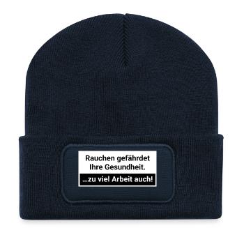 Too much work endangers health burnout - Recycled Patch Beanie - french navy - Front
