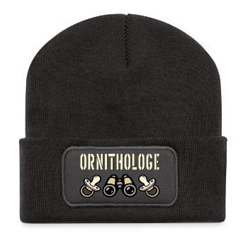 Père ornithologue - Annonceur du bébé - Beanie recyclé à patch - charbon - Devant