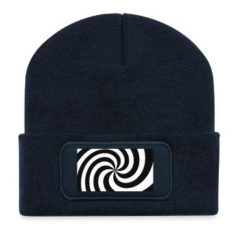 Spiral Noir et Blanc hypnotique - Beanie recyclé à patch - bleu marine - Devant