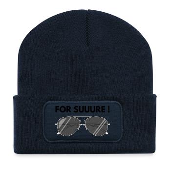 for Sure Humour Funny Sunglasses - Recycled Patch Beanie - french navy - Front