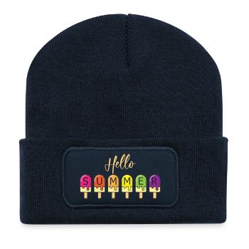 Hello Summer Colorful Drops Popsicles - Recycled Patch Beanie - french navy - Front