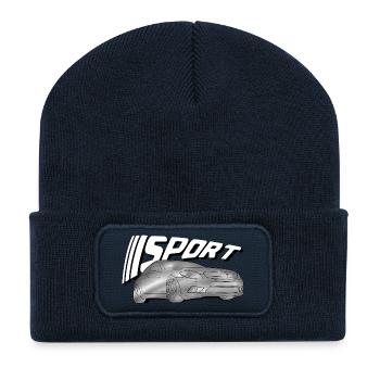 Shiny sports car print - Recycled Patch Beanie - french navy - Front
