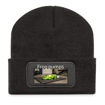 Frog Pumps Frog Fitness Saying - Recycled Patch Beanie - dark grey - Front
