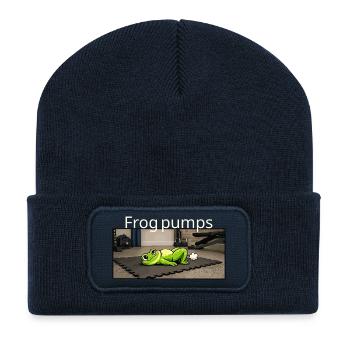 Frog Pumps Frog Fitness Saying - Recycled Patch Beanie - french navy - Front