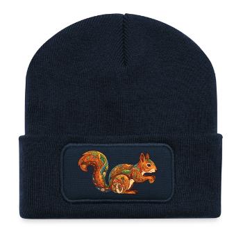 Motif automnal de l’écureuil Vie forestière Nature - Beanie recyclé à patch - bleu marine - Devant