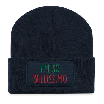 Bellissimo, Italie, Italie - Beanie recyclé à patch - bleu marine - Devant