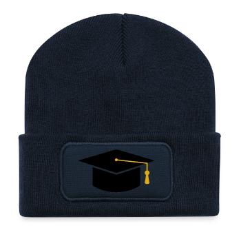 Casquette de remise des diplômes - Beanie recyclé à patch - bleu marine - Devant