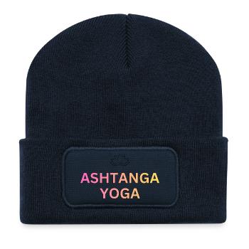 Ashtanga Yoga Gradient Schrift - Recycelte Patch Beanie - French Navy - Vorne