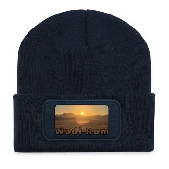 Wadi Rum Sunset - Beanie recyclé à patch - bleu marine - Devant