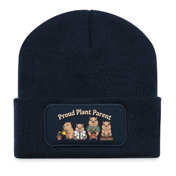 Pflanzen Shirt Capybara Proud Plant Parent Gärtner - Recycelte Patch Beanie - French Navy - Vorne