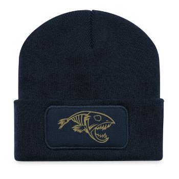 Poisson pêcheur à silhouette minimaliste de piranha - Beanie recyclé à patch - bleu marine - Devant