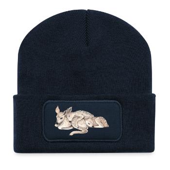 Cozy Deer Family Shirt – Cute Nature Aesthetic - Recycelte Patch Beanie - French Navy - Vorne