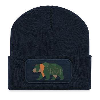 Geometric Forest Bear Moonlight - Recycled Patch Beanie - french navy - Front