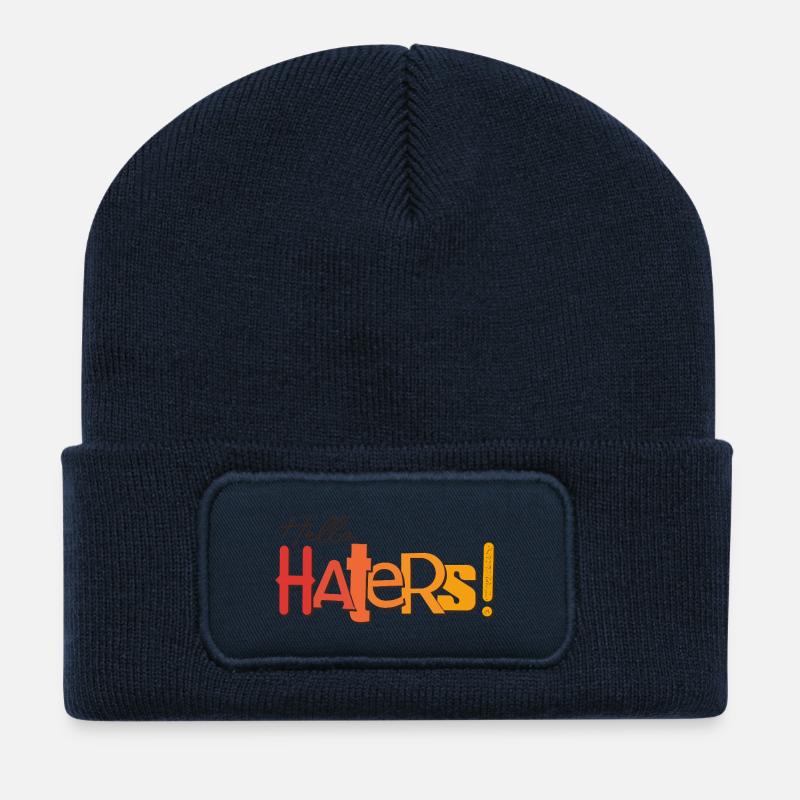 Hello Haters! Cool statement - Recycled Patch Beanie - french navy