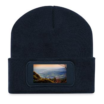 Evening panorama mountain landscape - Recycled Patch Beanie - french navy - Front