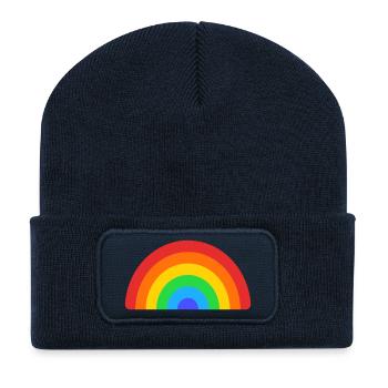 Retro Rainbow Arc - Recycled Patch Beanie - french navy - Front