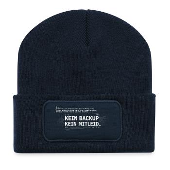 Kein Backup? Kein Mitleid! - Recycelte Patch Beanie - French Navy - Vorne
