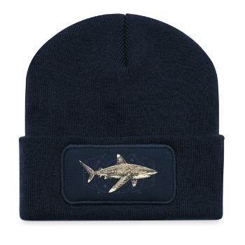 Nautic Predator – Whitetip Shark - Recycled Patch Beanie - french navy - Front