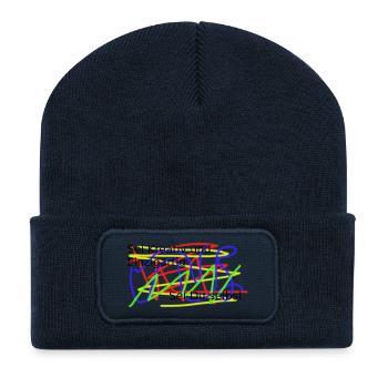 Farbrausch Graffiti Muster - Recycelte Patch Beanie - French Navy - Vorne