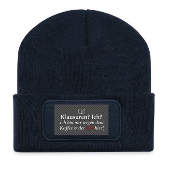 Lustiges Studenten T-Shirt - Klausuren? Ich?⁠ - Recycelte Patch Beanie - French Navy - Vorne