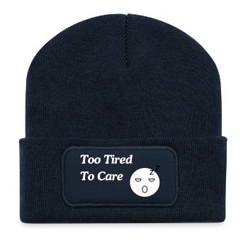 Trop fatigué pour s’en soucier - Beanie recyclé à patch - bleu marine - Devant