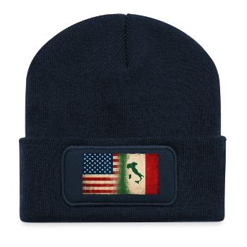 Italians Proud Identity Friendship USA Italy - Recycled Patch Beanie - french navy - Front