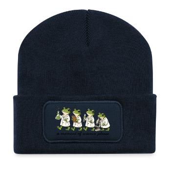 Three Lab Frog Scientists - Recycled Patch Beanie - french navy - Front