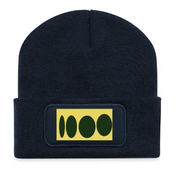 Gelbe Leinwand Abstrakte Ovale Serie - Recycelte Patch Beanie - French Navy - Vorne