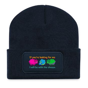With the sheep - Recycled Patch Beanie - french navy - Front