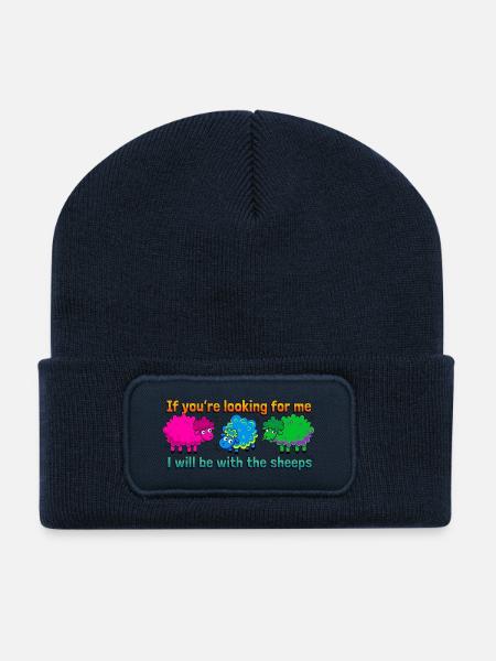 With the sheep - Recycled Patch Beanie - french navy