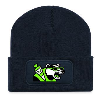 Dachs Schultuete Maskottchen - Recycelte Patch Beanie - French Navy - Vorne