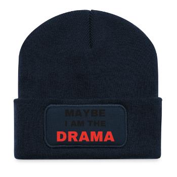Maybe I Am The Drama Spruch sarkastisch Gen Z - Recycelte Patch Beanie - French Navy - Vorne