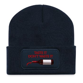 Taste It Verschwende es nicht – Lustiges Wein-T-Shirt - Recycelte Patch Beanie - French Navy - Vorne